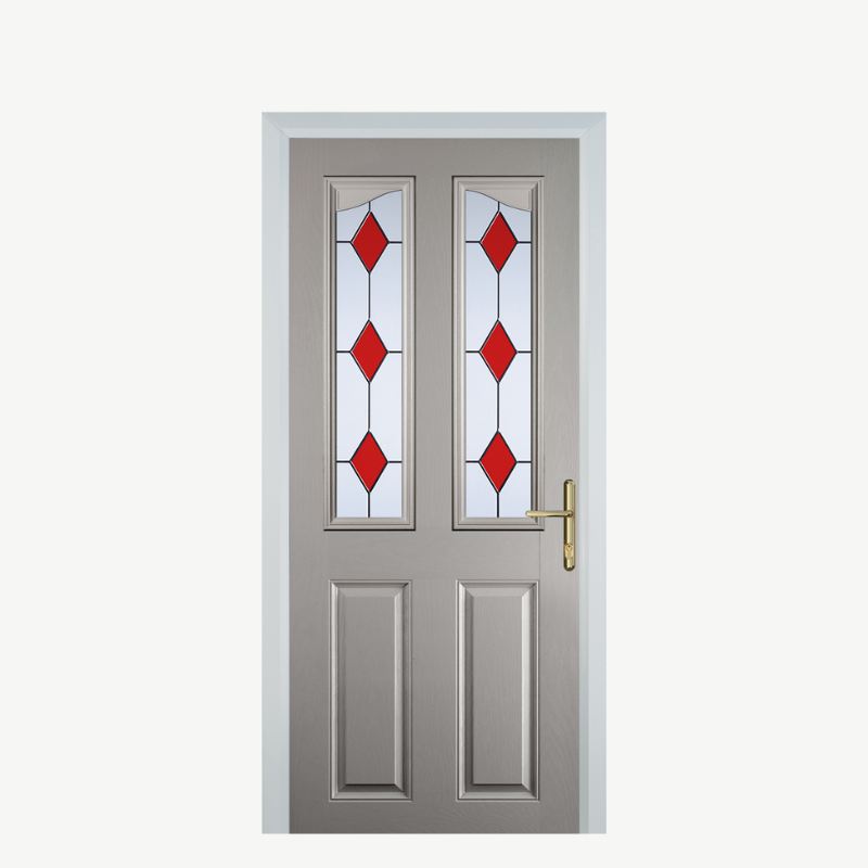 Door B 2 Panel 2 Angle Agate Grey 3 Drop Diamond Red image 0