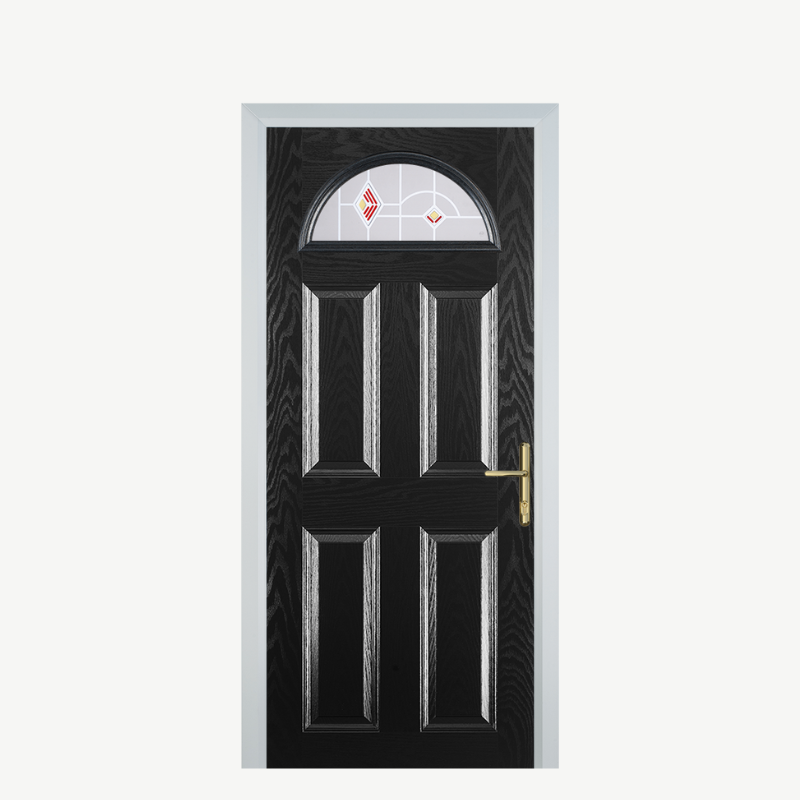 Door D 4 Panel 1 Arch Black Murano Red image 0
