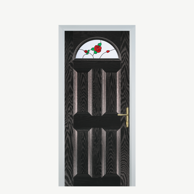 Door D 4 Panel 1 Arch Black Brown English Rose image 0