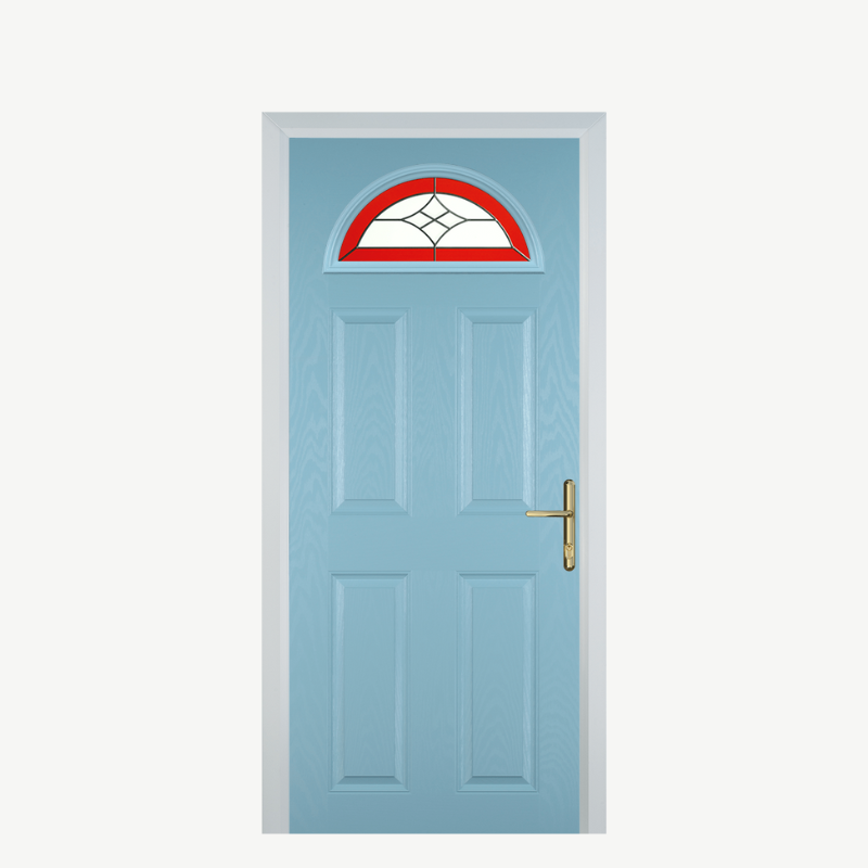 Door D 4 Panel 1 Arch Duck Egg Blue Crystal Harmony Red image 0