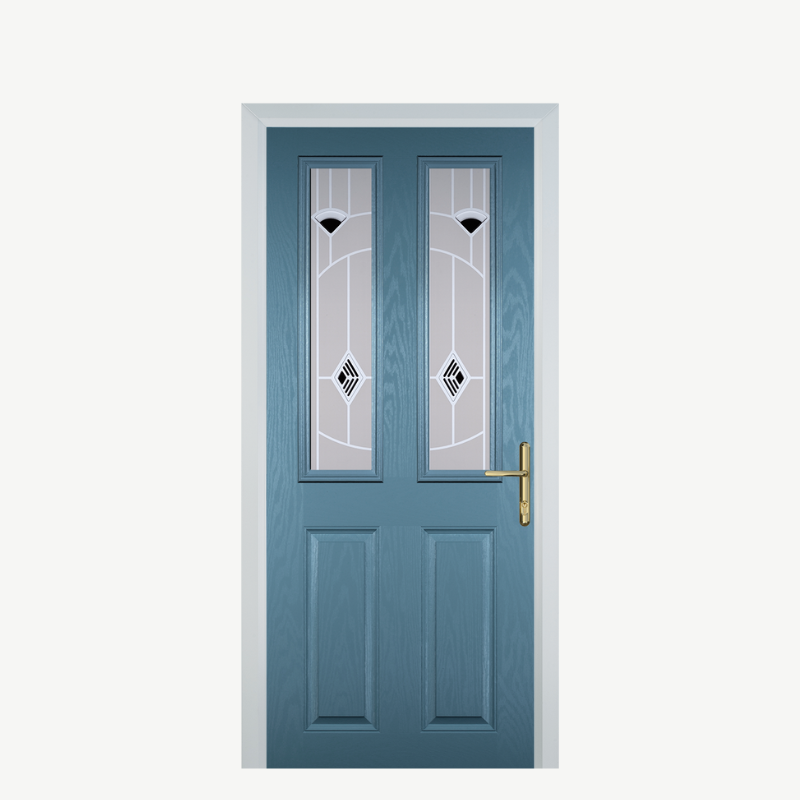Door C 2 Panel 2 Square Pastel Blue Murano Black image 0