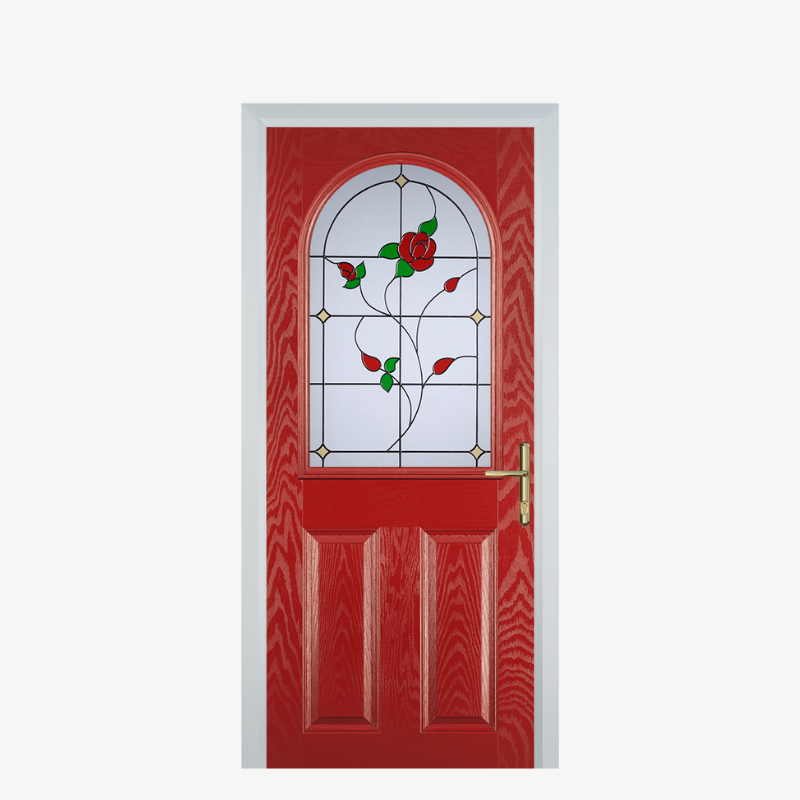 Door E 2 Panel 1 Arch Red English Rose image 0
