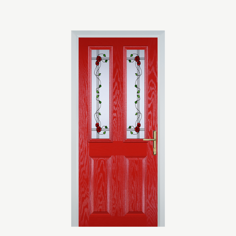 Door C 2 Panel 2 Square Poppy Red (High Gloss) Mackintosh Rose image 0
