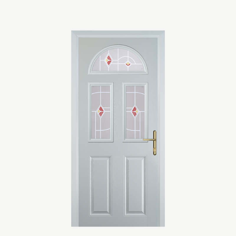 Door G 2 Panel 1 Arch White Murano Red image 0
