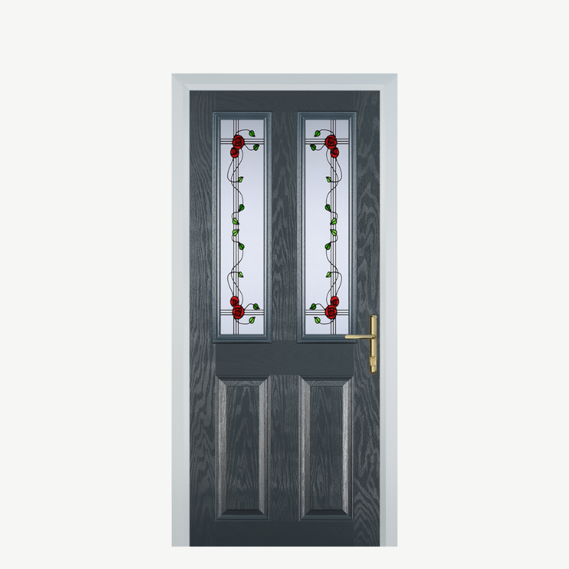 Door C 2 Panel 2 Square Grey Mackintosh Rose image 0