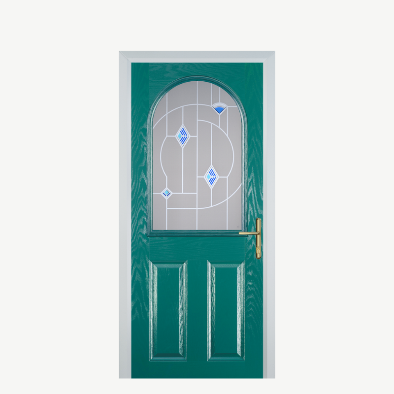 Door E 2 Panel 1 Arch Turquoise Blue Murano Blue image 0