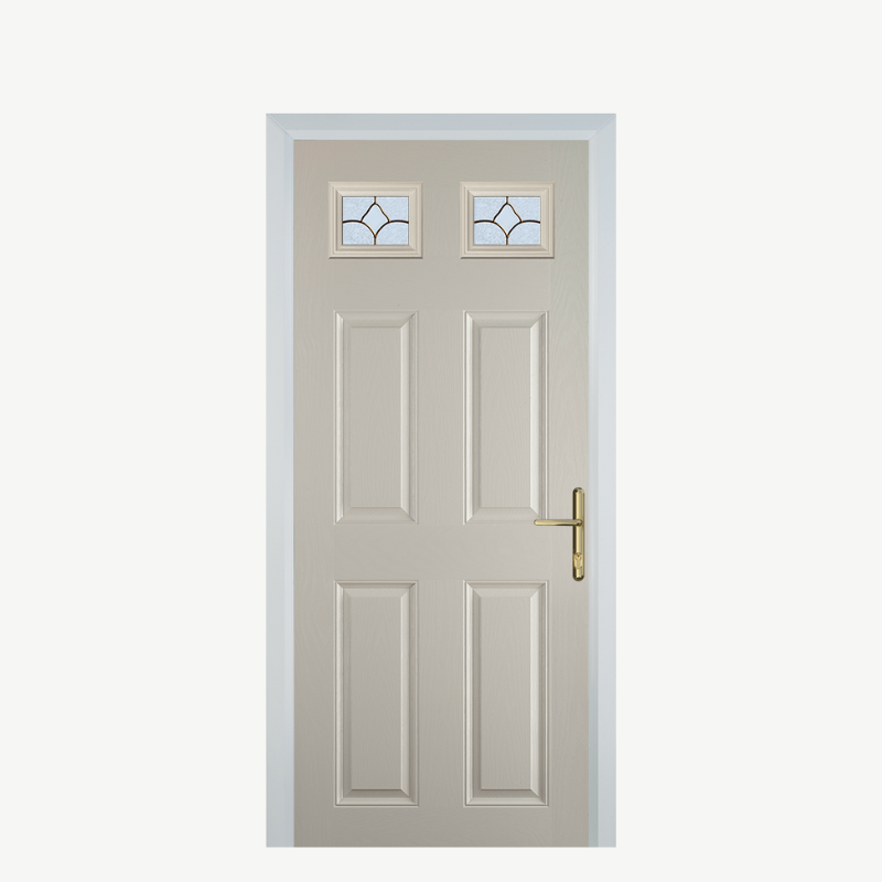 DoorI 4 Panel 2 Square Cream Brass Art Clarity image 0