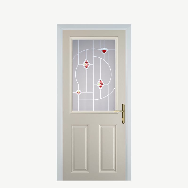 Door F 2 Panel 1 Square Cream Murano Red image 0
