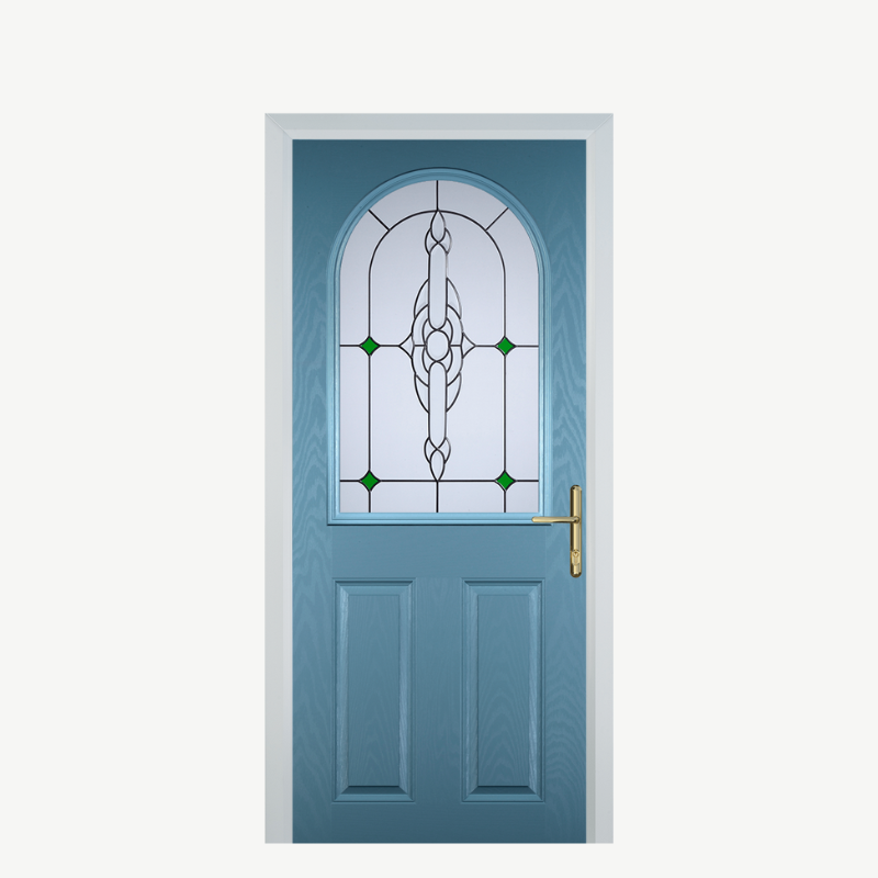 Door E 2 Panel 1 Arch Pastel Blue Crystal Bohemia Green image 0