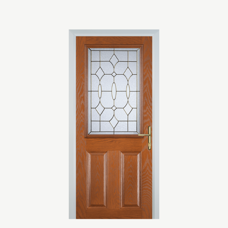 Door F 2 Panel 1 Square Oak Brass Art Clarity image 0