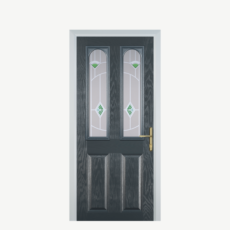 Door A 2 Panel 2 Arch Grey Murano Green image 0