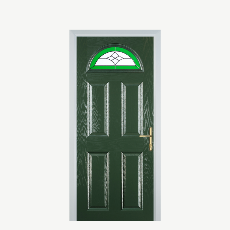 Door D 4 Panel 1 Arch Green Crystal Harmony Green image 0