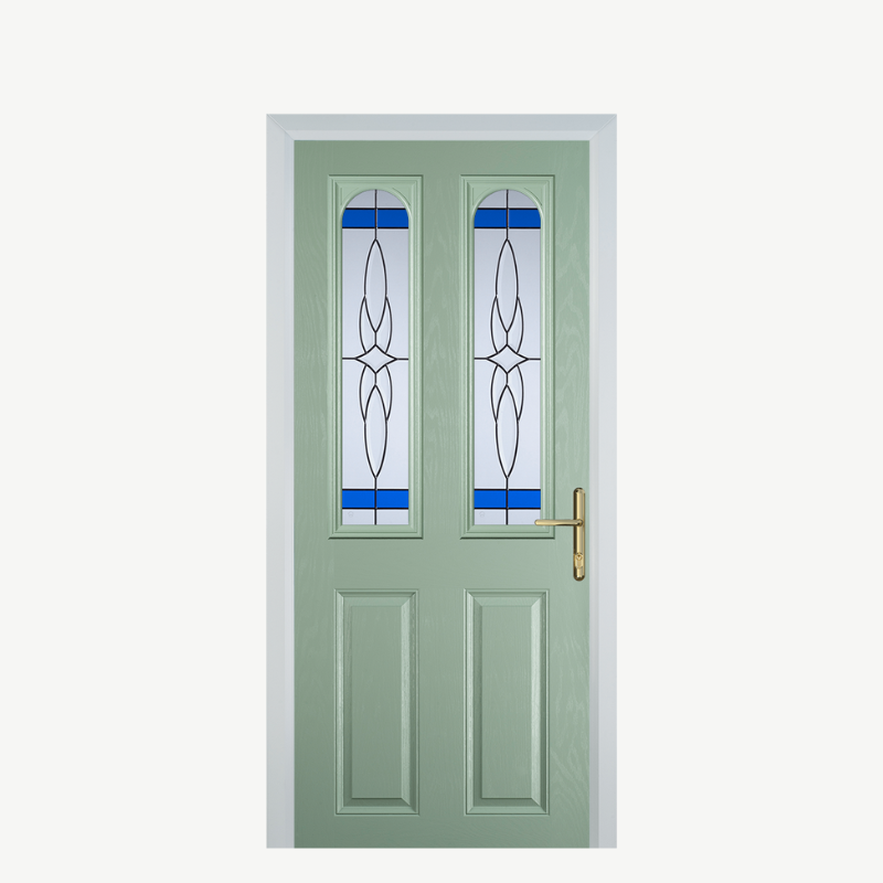 Door A 2 Panel 2 Arch Chartwell Green Crystal Harmony Blue image 0
