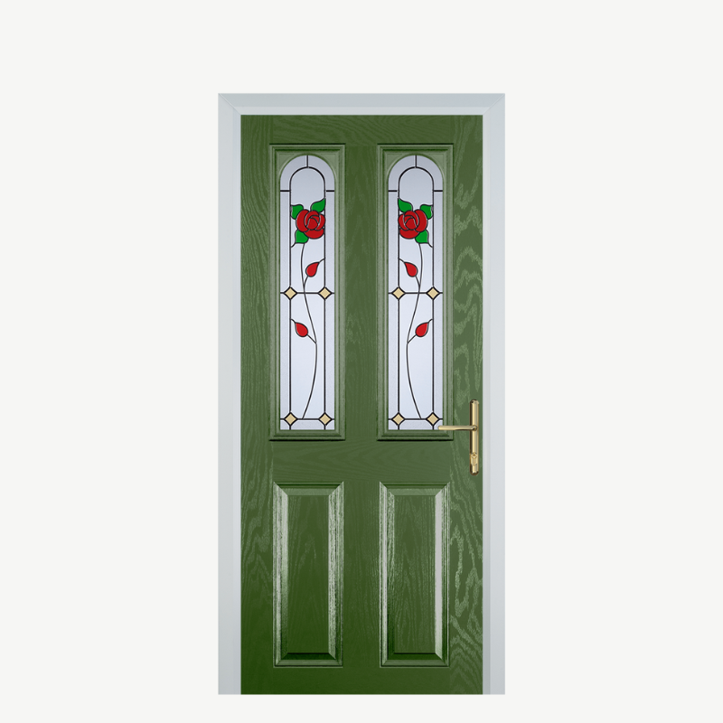 Door A 2 Panel 2 Arch Fern Green English Rose image 0