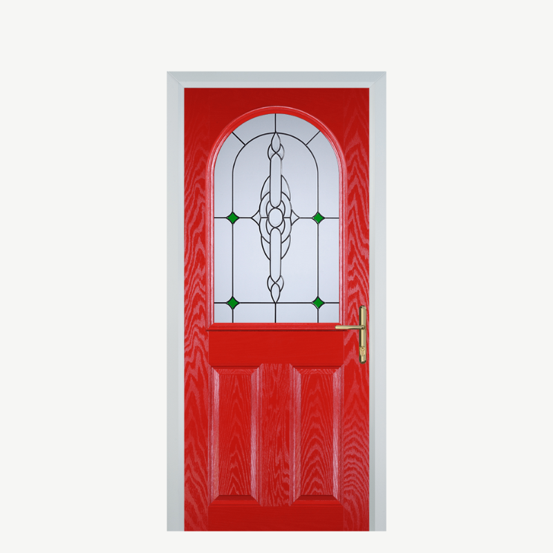 Door E 2 Panel 1 Arch Poppy Red (High Gloss) Crystal Bohemia Green image 0