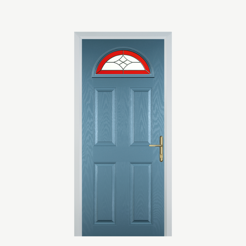 Door D 4 Panel 1 Arch Pastel Blue Crystal Harmony Red image 0