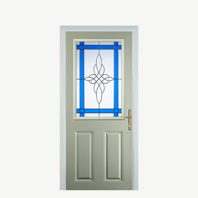 Door F 2 Panel 1 Square Pebble Grey Crystal Harmony Blue image 0