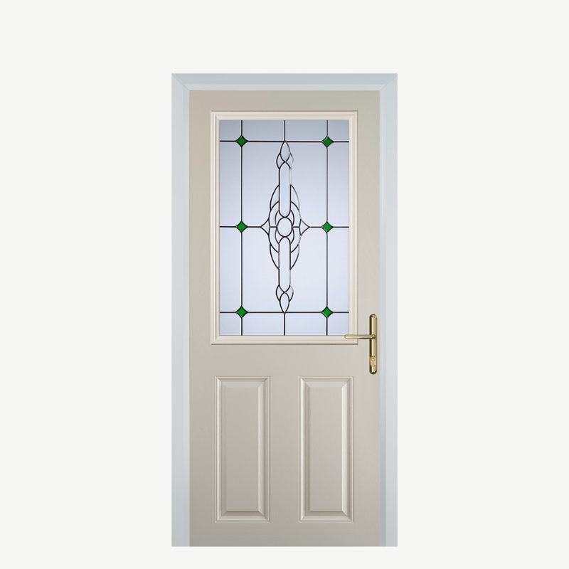 Door F 2 Panel 1 Square Cream Crystal Bohemia Green image 0