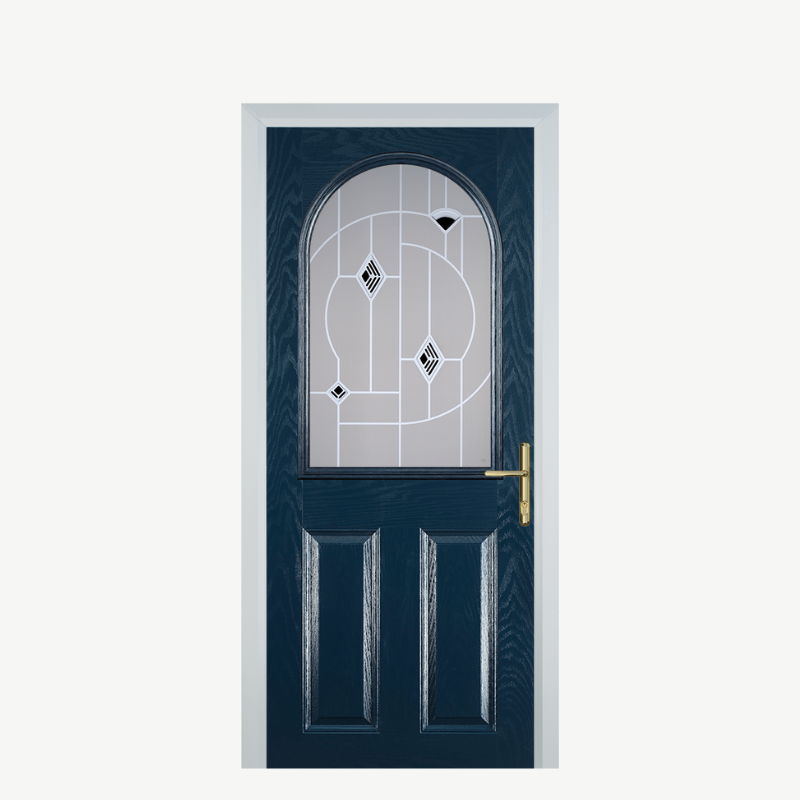 Door E 2 Panel 1 Arch Blue Murano Black image 0