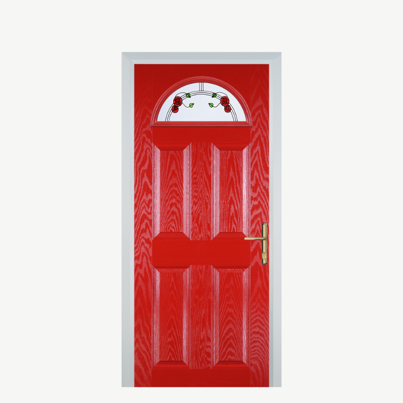 Door D 4 Panel 1 Arch Poppy Red (High Gloss) Mackintosh Rose image 0