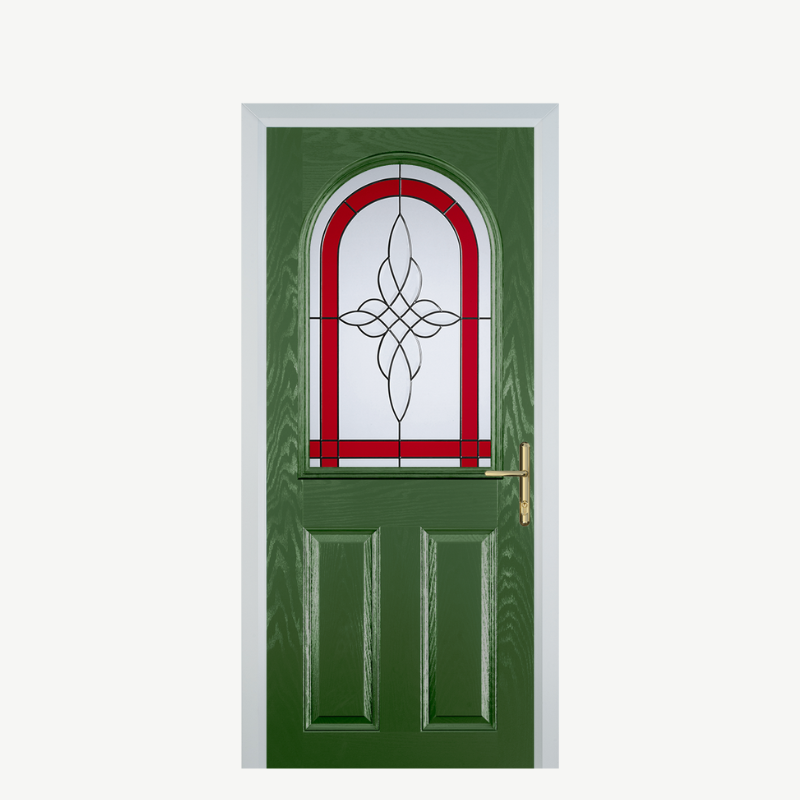 Door E 2 Panel 1 Arch Fern Green Crystal Harmony Red image 0