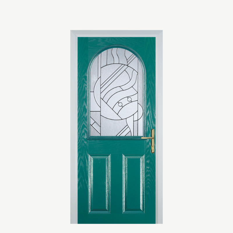 Door E 2 Panel 1 Arch Turquoise Blue Zinc Art Abstract image 0