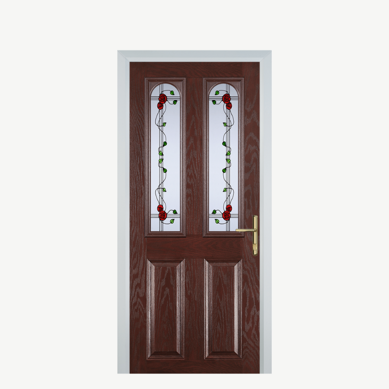 Door A 2 Panel 2 Arch Dark Wood Mackintosh Rose image 0