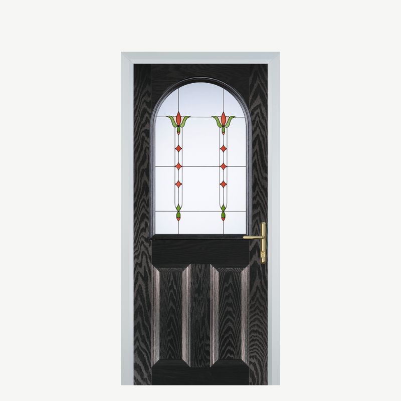 Door E 2 Panel 1 Arch Black Brown Fleur image 0