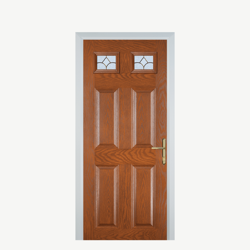 DoorI 4 Panel 2 Square Oak Brass Art Clarity image 0