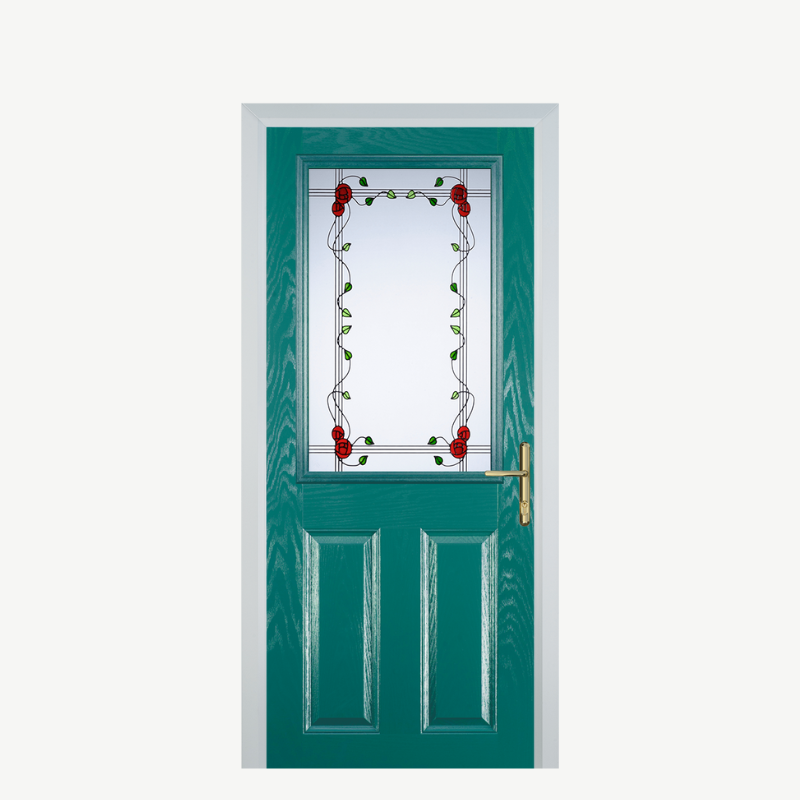 Door F 2 Panel 1 Square Turquoise Blue Mackintosh Rose image 0