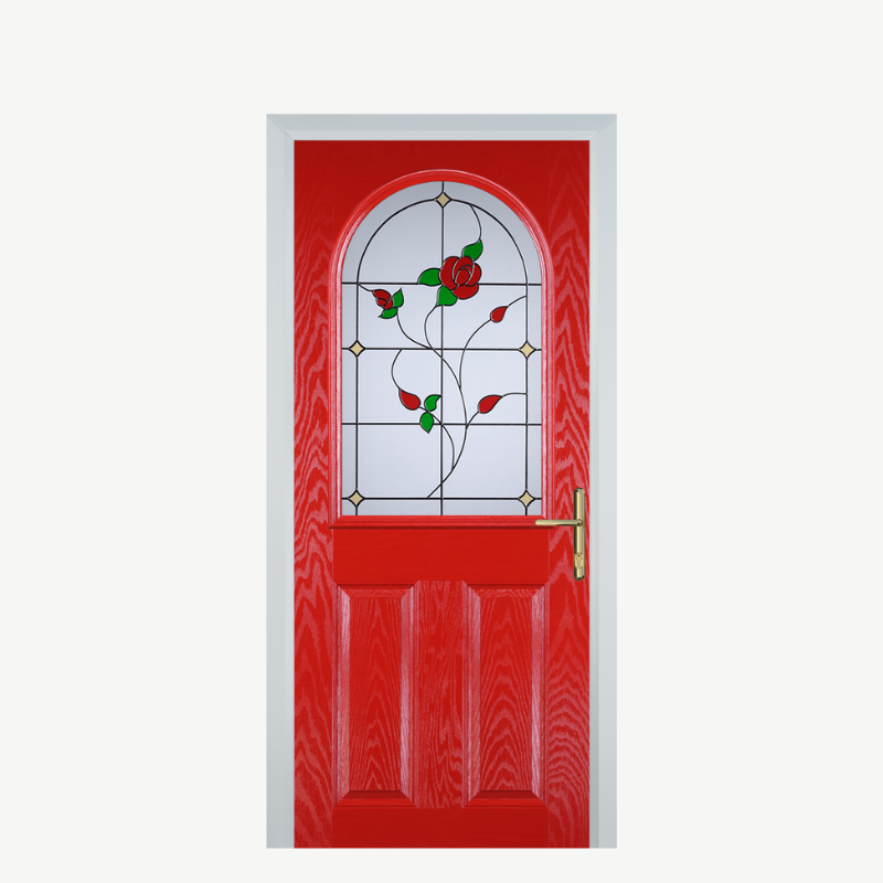 Door E 2 Panel 1 Arch Poppy Red (High Gloss) English Rose image 0