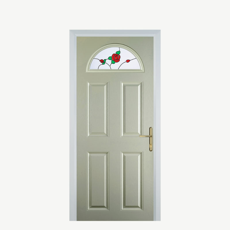 Door D 4 Panel 1 Arch Pebble Grey English Rose image 0