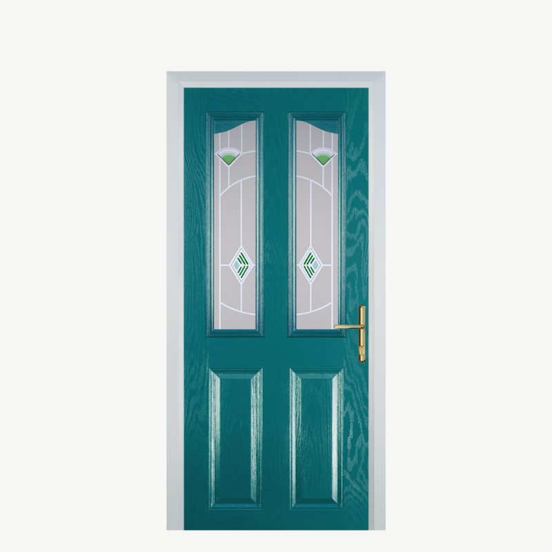Door B 2 Panel 2 Angle Turquoise Blue Murano Green image 0