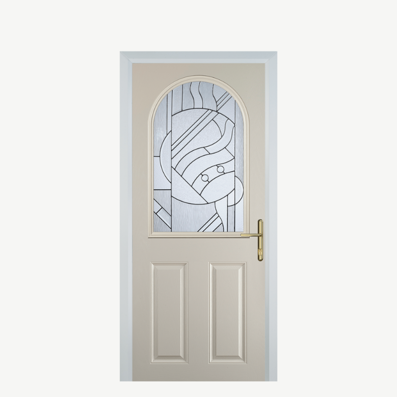 Door E 2 Panel 1 Arch Cream Zinc Art Abstract image 0