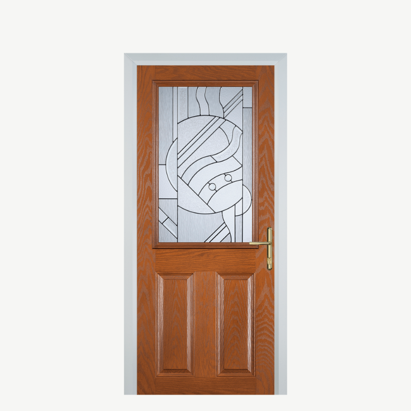 Door F 2 Panel 1 Square Oak Zinc Art Abstract image 0