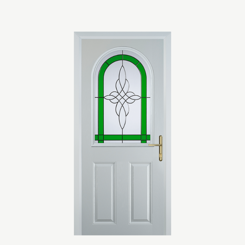 Door E 2 Panel 1 Arch White Crystal Harmony Green image 0