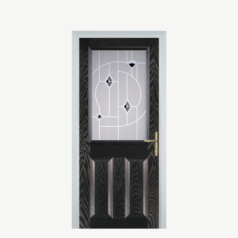 Door F 2 Panel 1 Square Black Brown Murano Black image 0