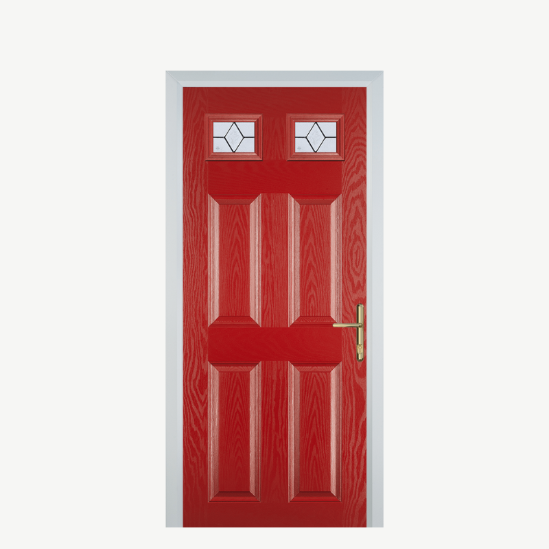 DoorI 4 Panel 2 Square Red Classic image 0