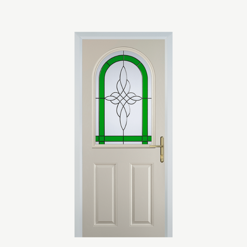 Door E 2 Panel 1 Arch Cream Crystal Harmony Green image 0