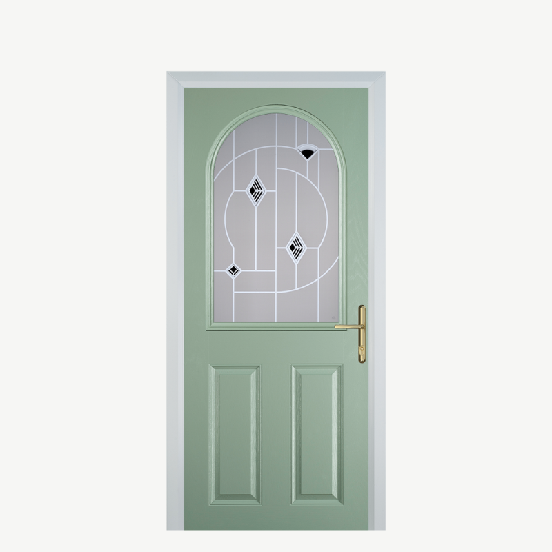 Door E 2 Panel 1 Arch Chartwell Green Murano Black image 0