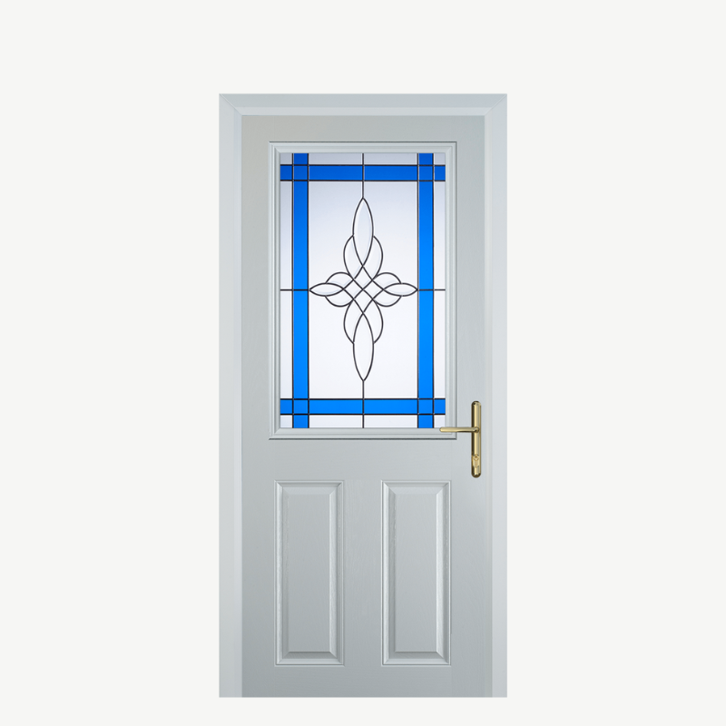 Door F 2 Panel 1 Square White Crystal Harmony Blue image 0