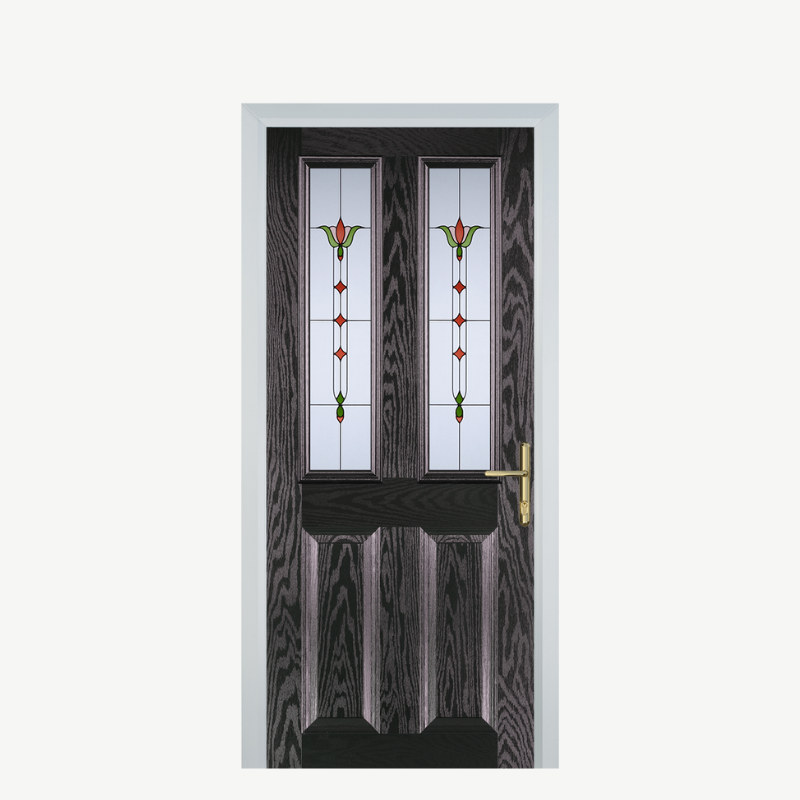 Door C 2 Panel 2 Square Black Brown Fleur image 0