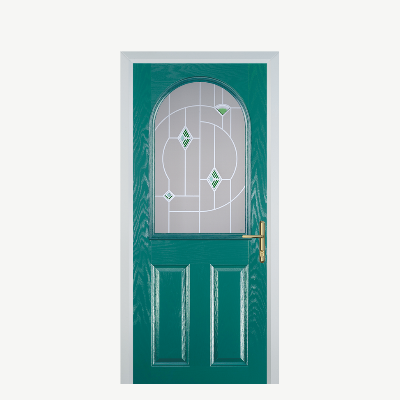 Door E 2 Panel 1 Arch Turquoise Blue Murano Green image 0
