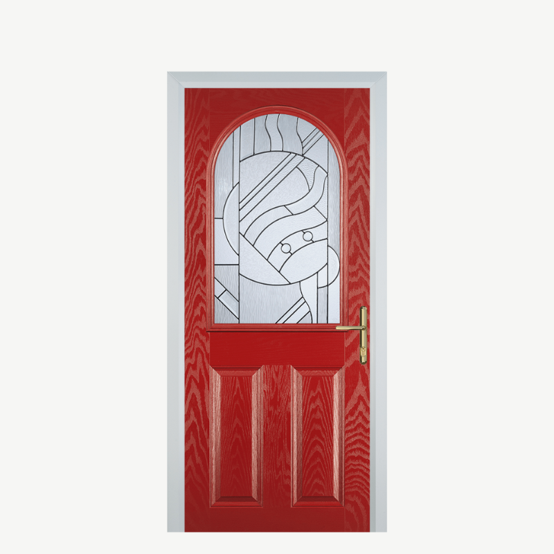 Door E 2 Panel 1 Arch Red Zinc Art Abstract image 0