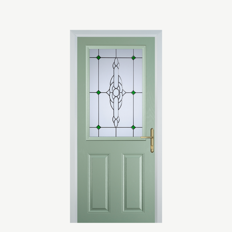 Door F 2 Panel 1 Square Chartwell Green Crystal Bohemia Green image 0