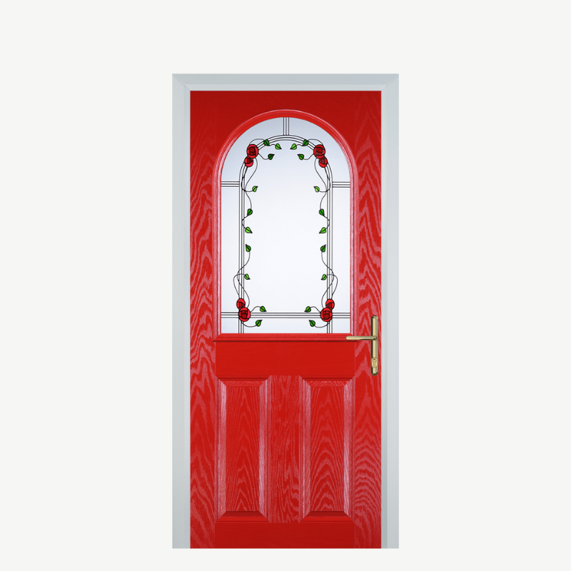 Door E 2 Panel 1 Arch Poppy Red (High Gloss) Mackintosh Rose image 0
