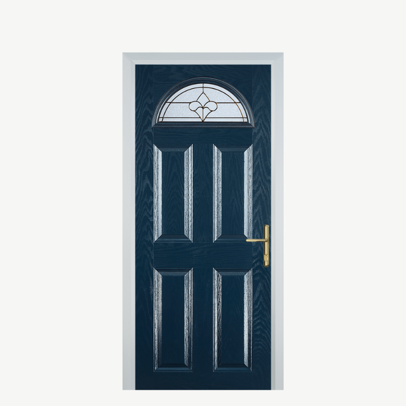 Door D 4 Panel 1 Arch Blue Brass Art Clarity image 0