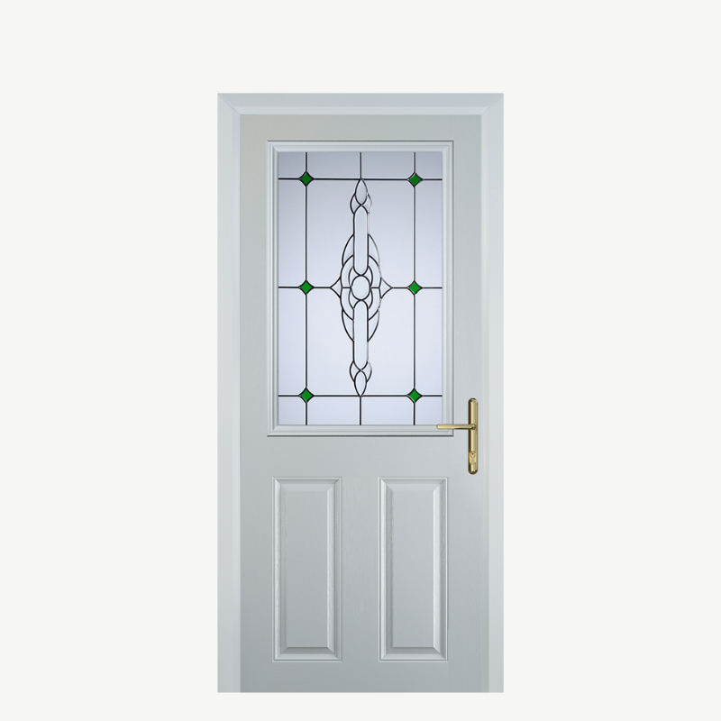 Door F 2 Panel 1 Square White Crystal Bohemia Green image 0
