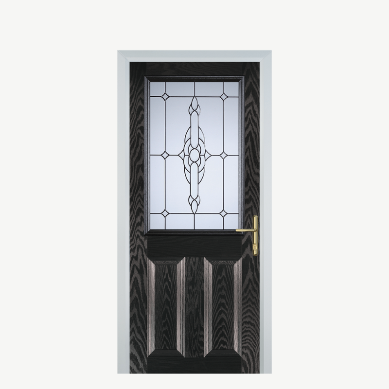 Door F 2 Panel 1 Square Black Brown Crystal Bohemia Frost image 0