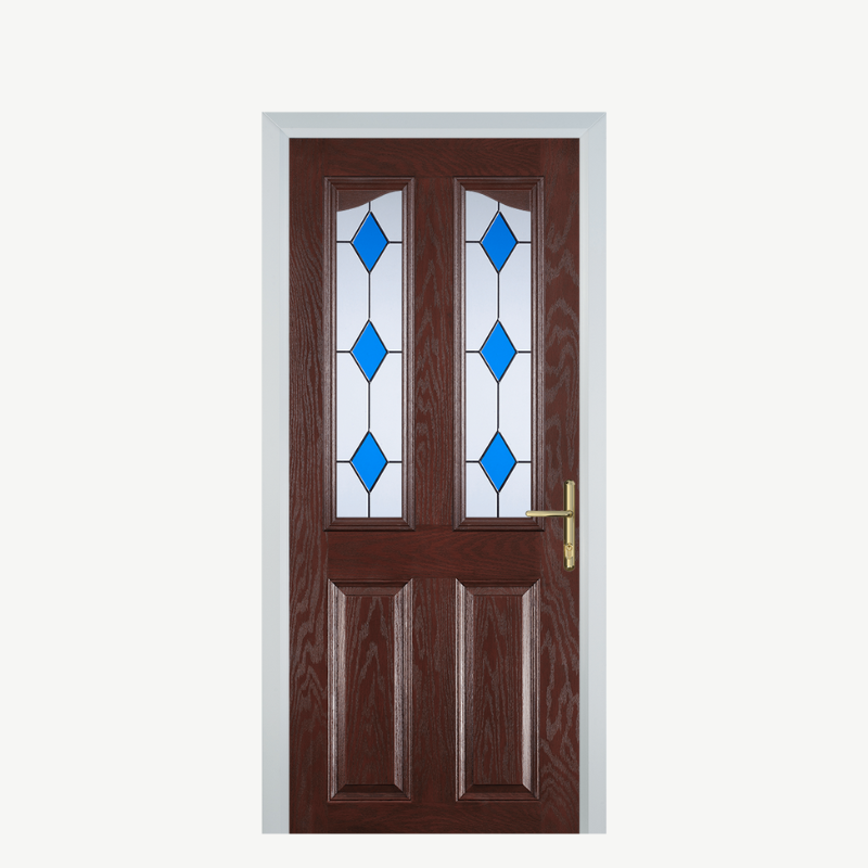 Door B 2 Panel 2 Angle Dark Wood 3 Drop Diamond Blue image 0